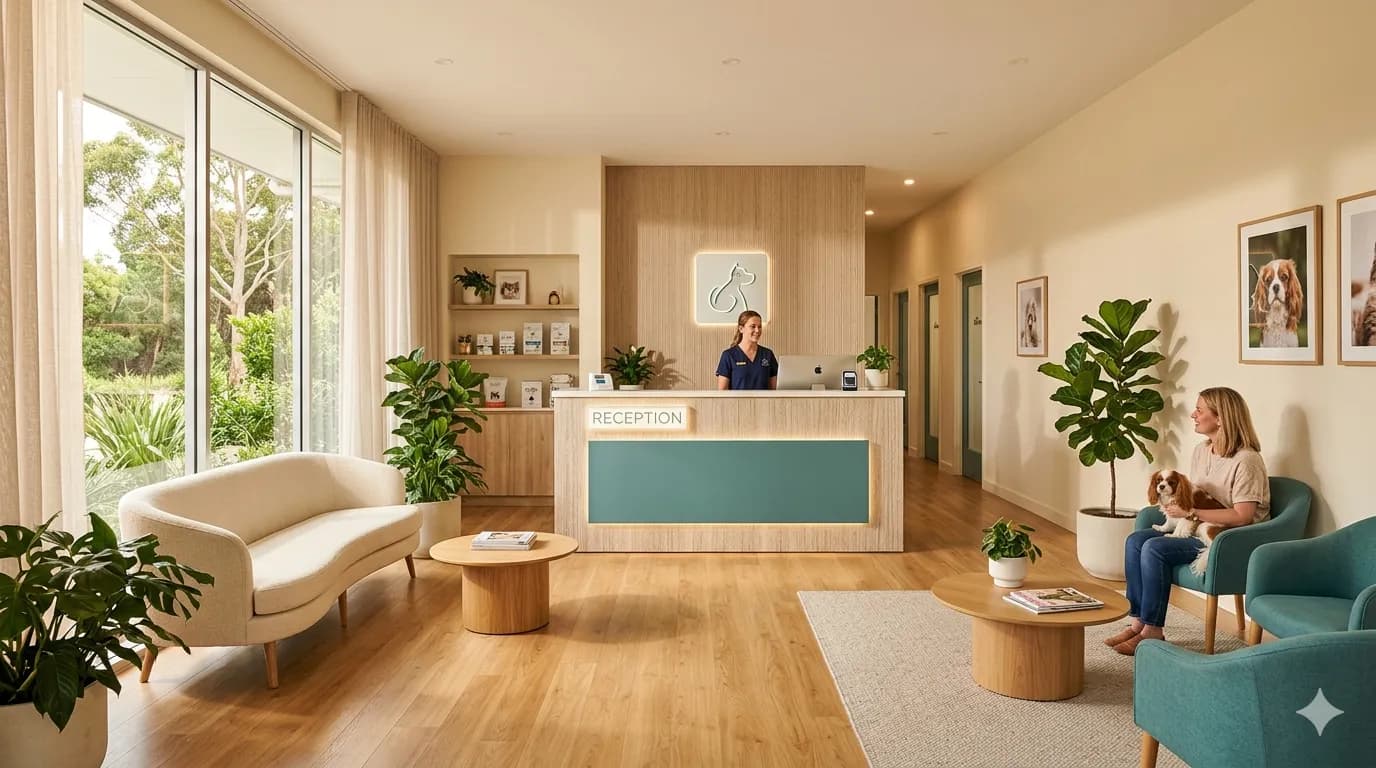 Interior moderno da clínica CVLS